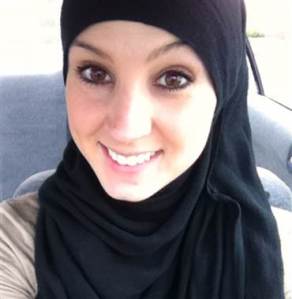 Rebecca Minor, 28, of West Hartford, Conn., converted to Islam five years ago. Wearing a hijab "reminds me to be a good person," she said.