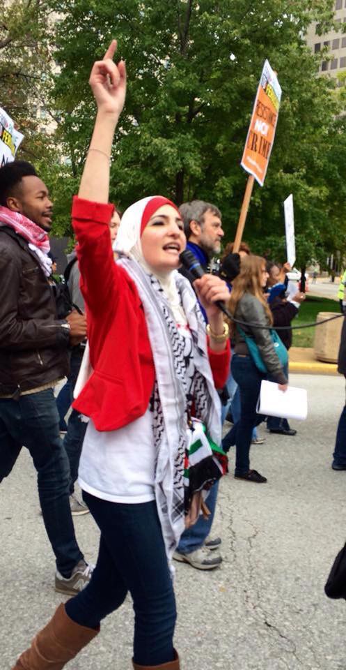 Linda Sarsour Marches in Ferguson, Missouri as a part of the #FergusonOctober protests
