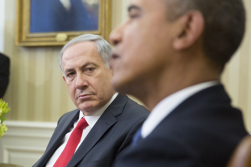 Israeli Prime Minister Benjamin Netanyahu meets with Obama in the White House in March 2014 (Andrew Harrer-Pool/Getty)