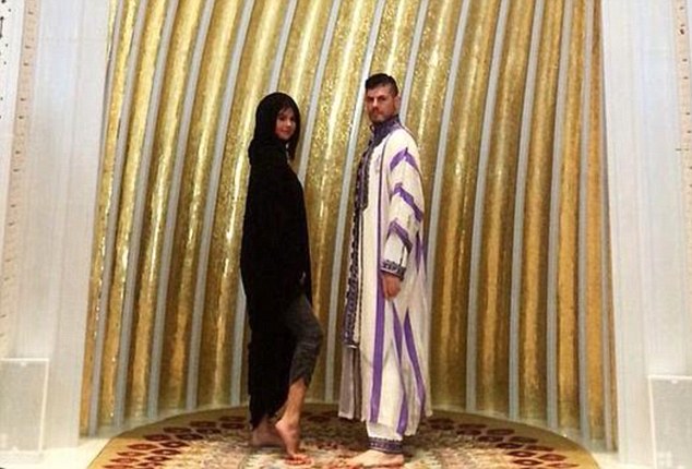 Selena Gomez caused fury online after posting this image on her Instagram account, showing her flashing her ankle while visiting Abu Dhabi's Sheikh Zayed Grand Mosque  DailyMail